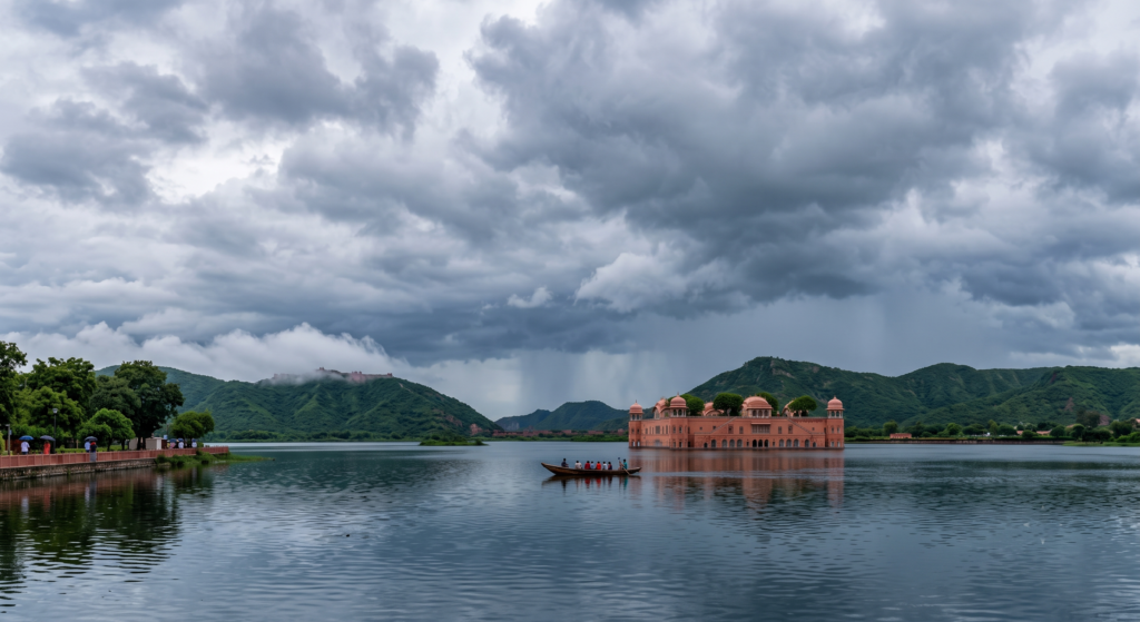 Jal Mahal during monsoon season in Jaipur